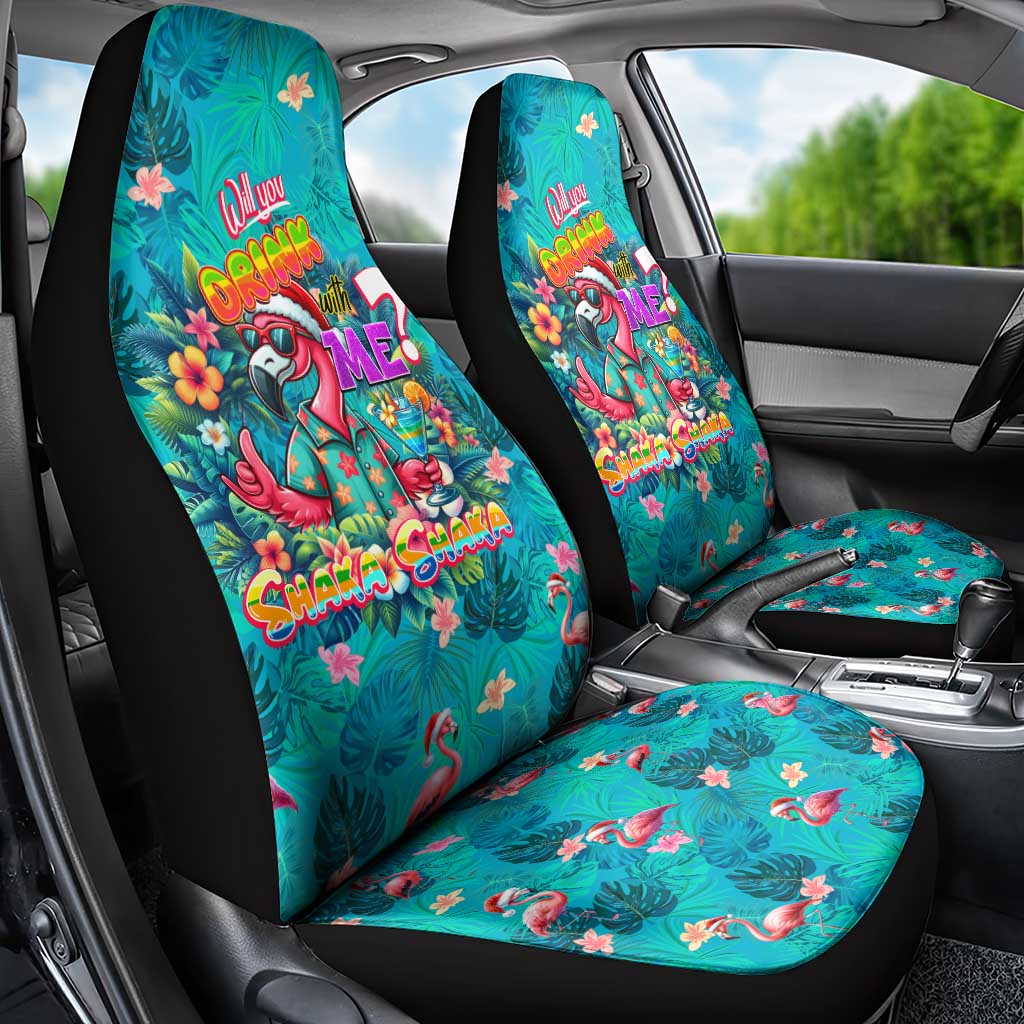 Tropical Flamingo Christmas Car Seat Cover Shaka Shaka Will You Drink With Me DT02