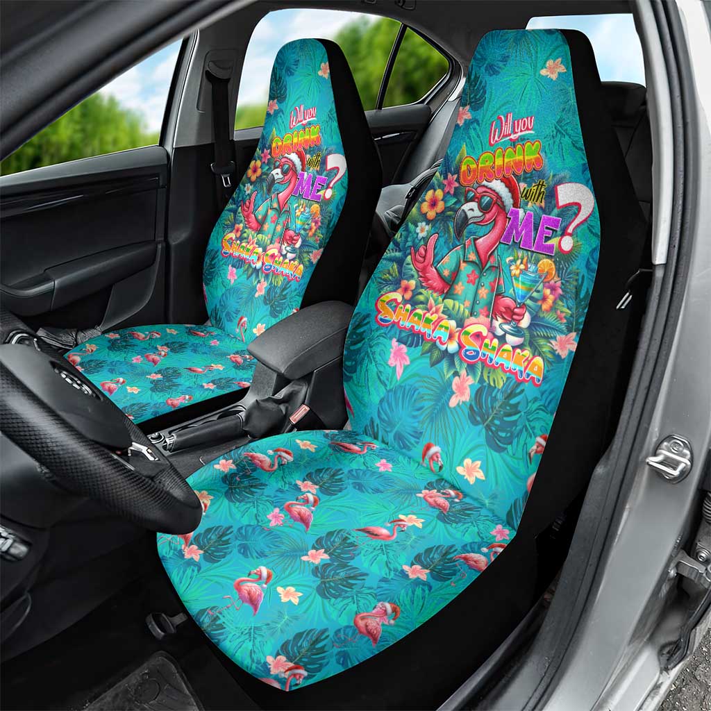 Tropical Flamingo Christmas Car Seat Cover Shaka Shaka Will You Drink With Me DT02