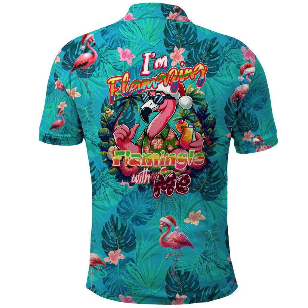 Tropical Flamingo Christmas Polo Shirt Shaka Shaka Will You Drink With Me DT02