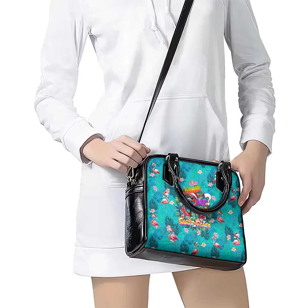 Tropical Flamingo Christmas Shoulder Handbag Shaka Shaka Will You Drink With Me DT02