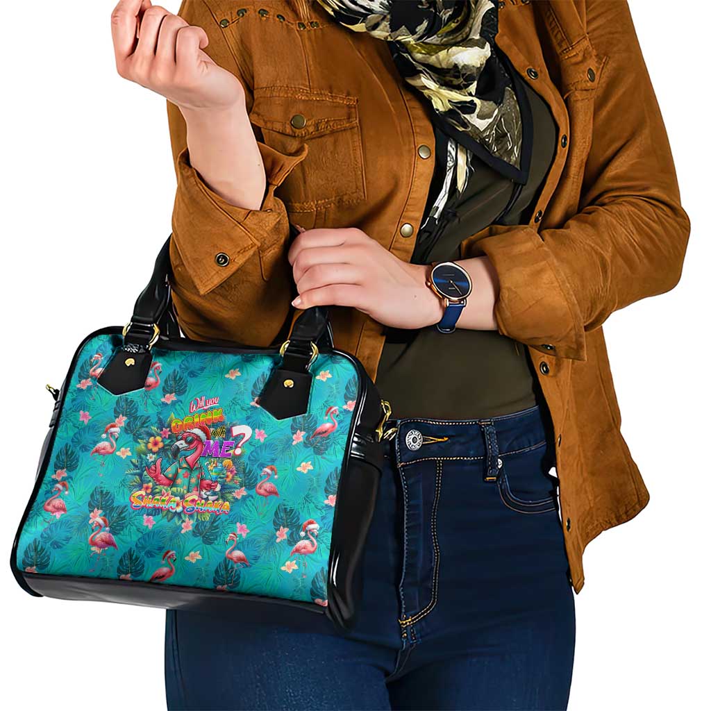 Tropical Flamingo Christmas Shoulder Handbag Shaka Shaka Will You Drink With Me DT02