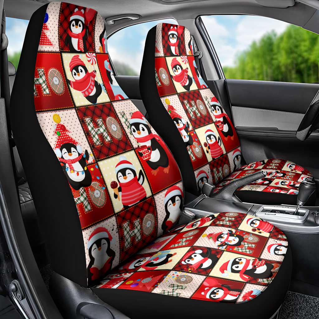 Cute Christmas Penguin Car Seat Cover Cozy Winter Ho Ho Ho Holiday Fun DT02