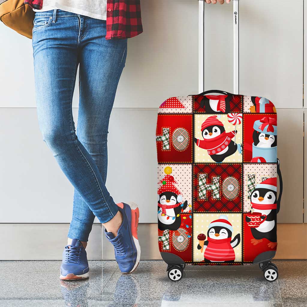 Cute Christmas Penguin Luggage Cover Cozy Winter Ho Ho Ho Holiday Fun DT02