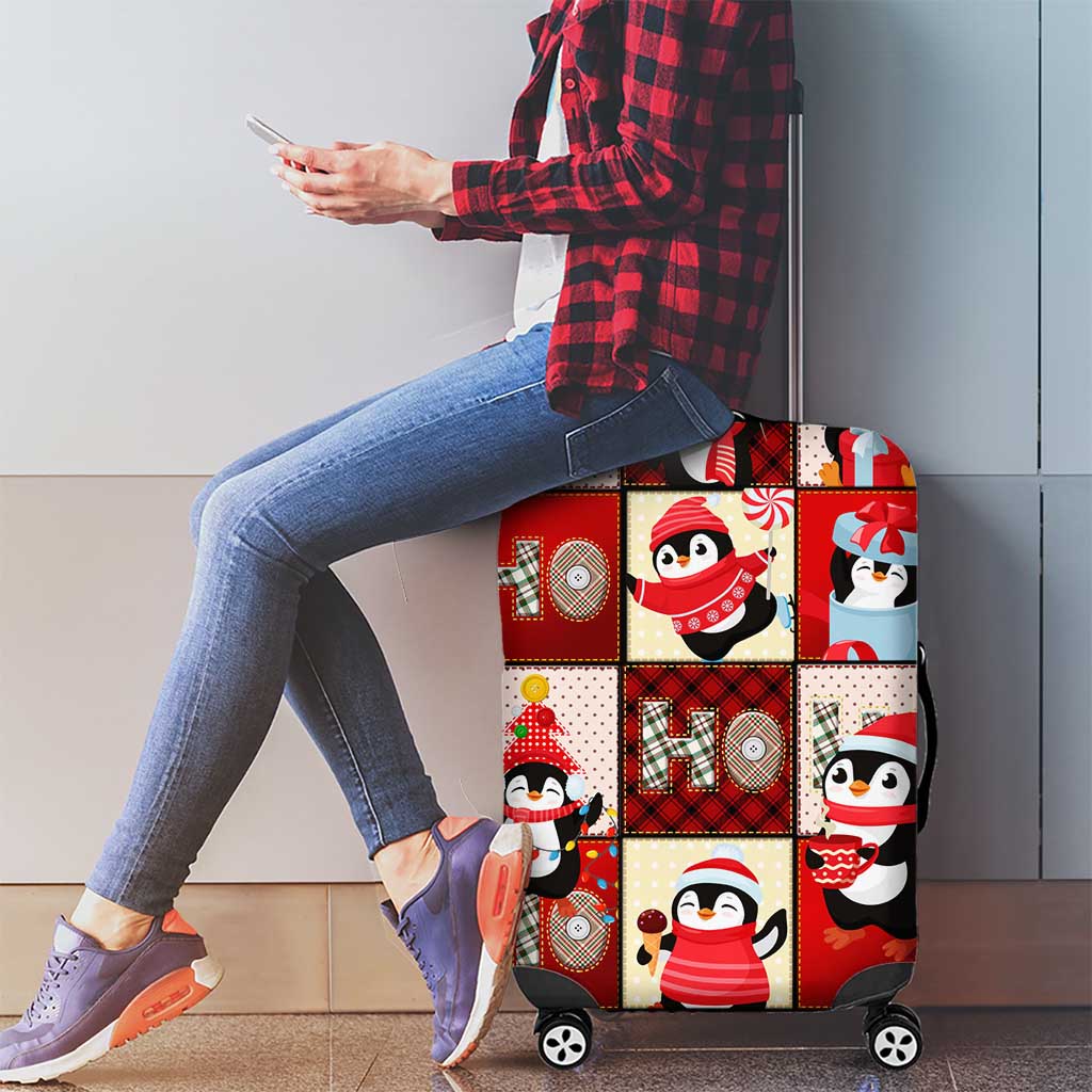 Cute Christmas Penguin Luggage Cover Cozy Winter Ho Ho Ho Holiday Fun DT02