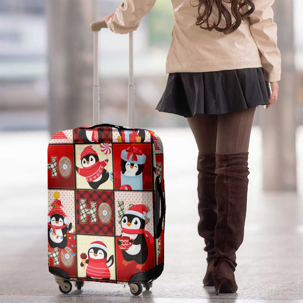 Cute Christmas Penguin Luggage Cover Cozy Winter Ho Ho Ho Holiday Fun DT02