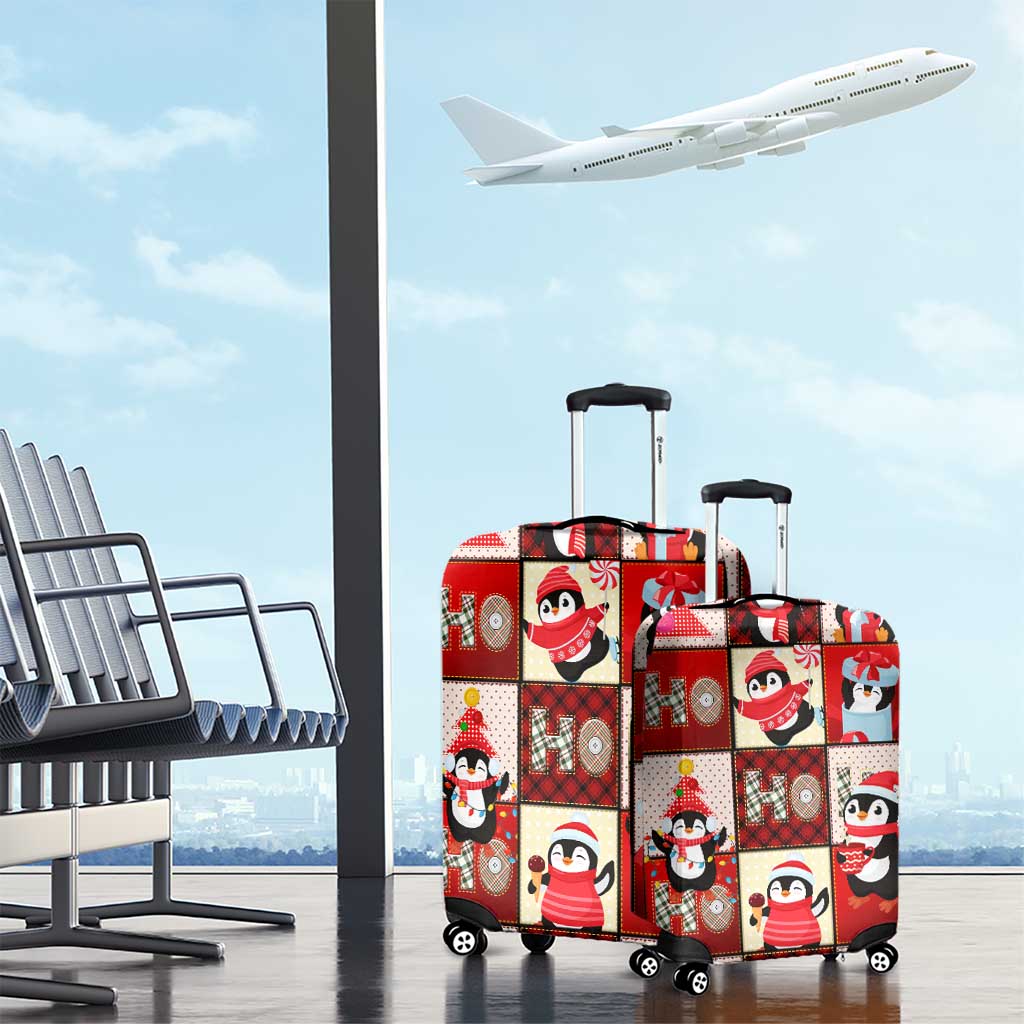 Cute Christmas Penguin Luggage Cover Cozy Winter Ho Ho Ho Holiday Fun DT02