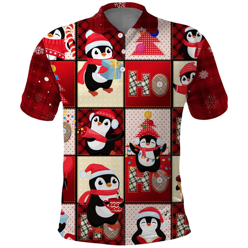 Cute Christmas Penguin Polo Shirt Cozy Winter Ho Ho Ho Holiday Fun DT02