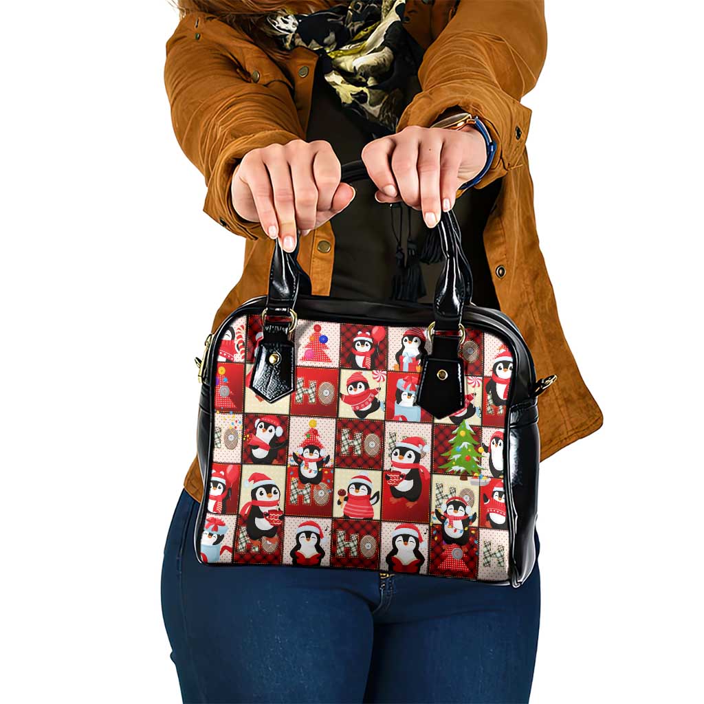 Cute Christmas Penguin Shoulder Handbag Cozy Winter Ho Ho Ho Holiday Fun DT02