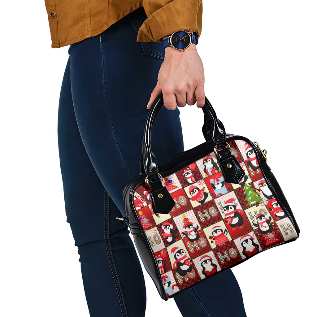 Cute Christmas Penguin Shoulder Handbag Cozy Winter Ho Ho Ho Holiday Fun DT02