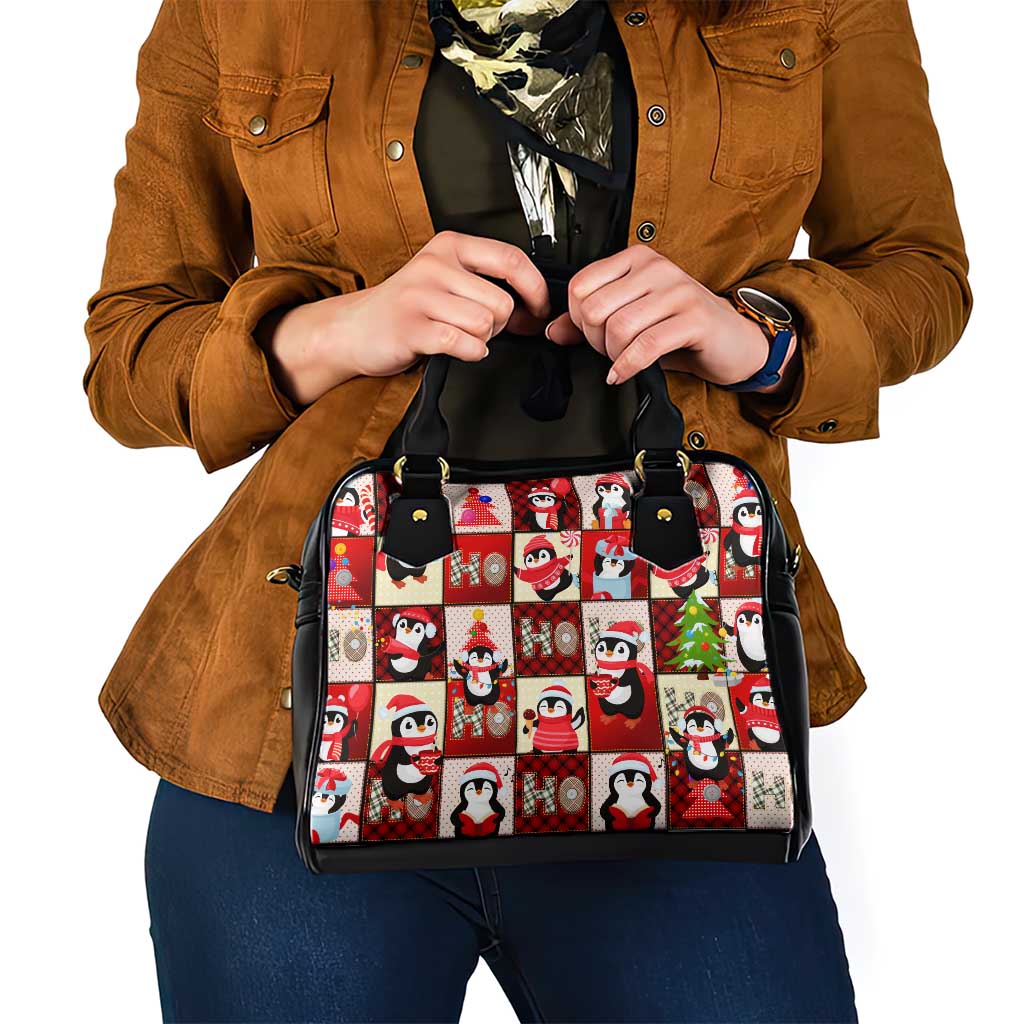 Cute Christmas Penguin Shoulder Handbag Cozy Winter Ho Ho Ho Holiday Fun DT02
