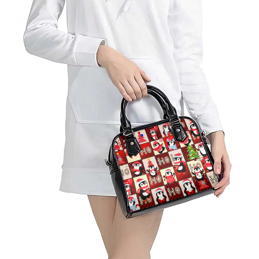 Cute Christmas Penguin Shoulder Handbag Cozy Winter Ho Ho Ho Holiday Fun DT02