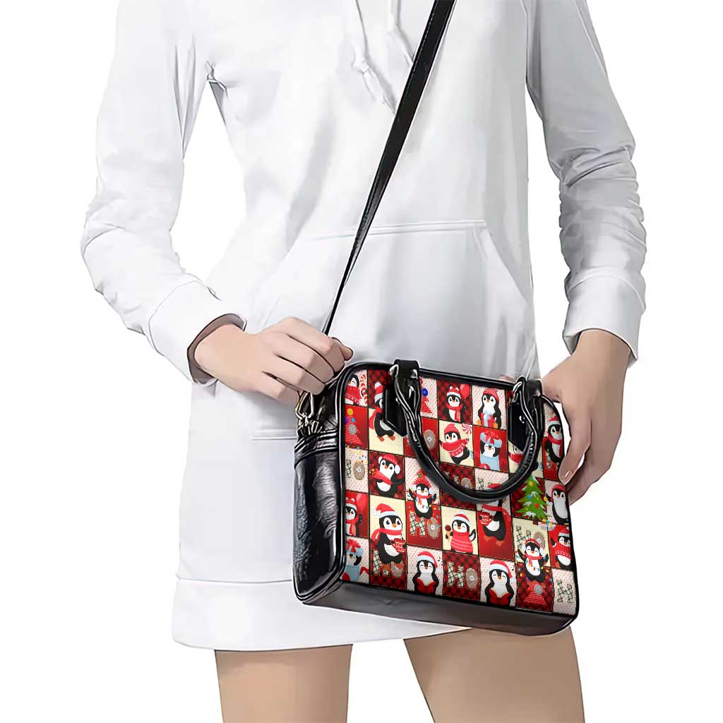 Cute Christmas Penguin Shoulder Handbag Cozy Winter Ho Ho Ho Holiday Fun DT02