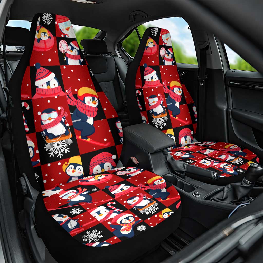 Penguin Winter Sports Christmas Car Seat Cover Cute Holiday Ski Snow Fun DT02