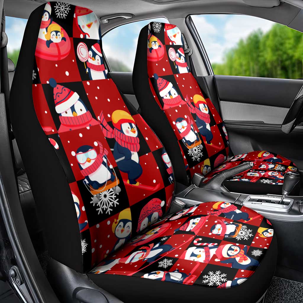 Penguin Winter Sports Christmas Car Seat Cover Cute Holiday Ski Snow Fun DT02