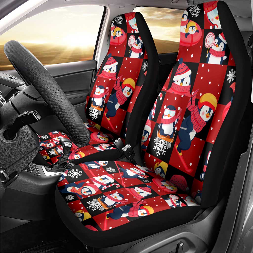 Penguin Winter Sports Christmas Car Seat Cover Cute Holiday Ski Snow Fun DT02