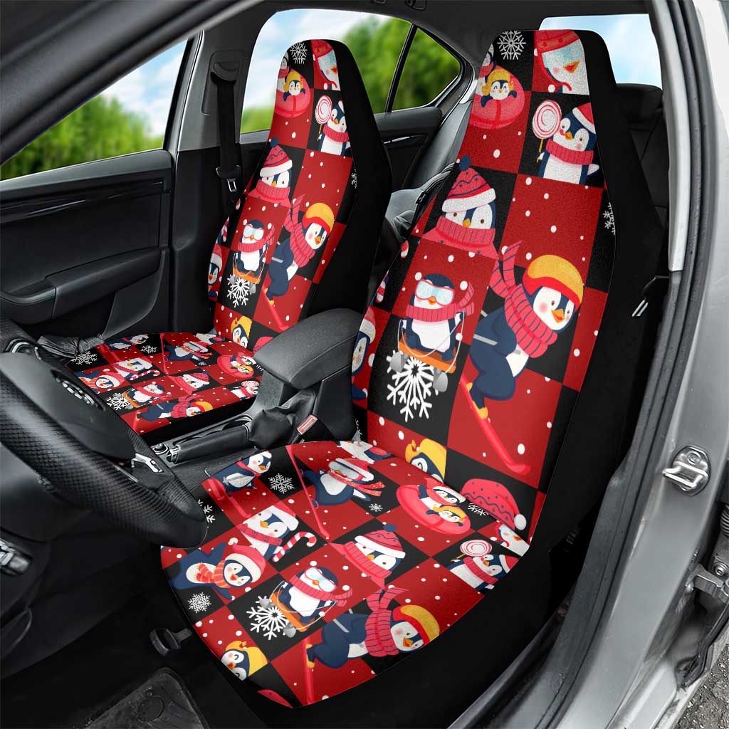 Penguin Winter Sports Christmas Car Seat Cover Cute Holiday Ski Snow Fun DT02
