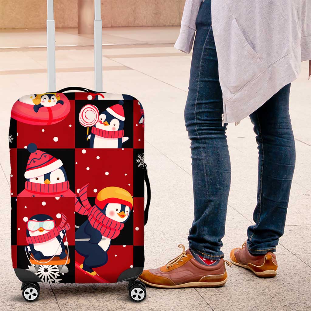 Penguin Winter Sports Christmas Luggage Cover Cute Holiday Ski Snow Fun DT02