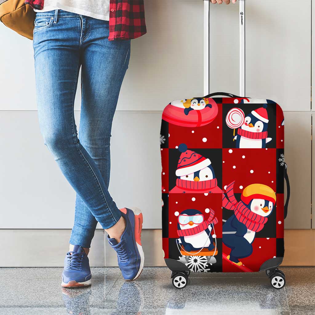 Penguin Winter Sports Christmas Luggage Cover Cute Holiday Ski Snow Fun DT02
