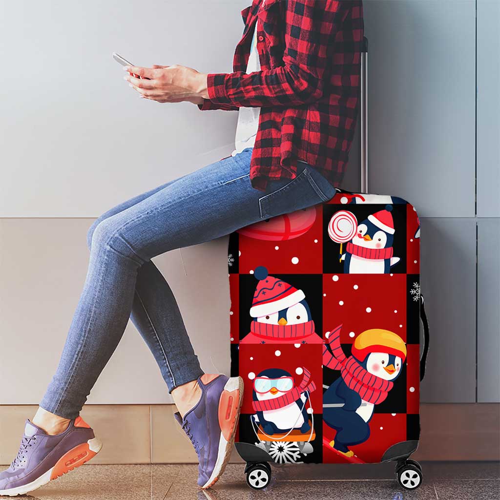 Penguin Winter Sports Christmas Luggage Cover Cute Holiday Ski Snow Fun DT02