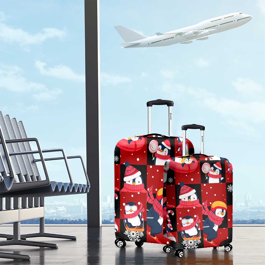 Penguin Winter Sports Christmas Luggage Cover Cute Holiday Ski Snow Fun DT02