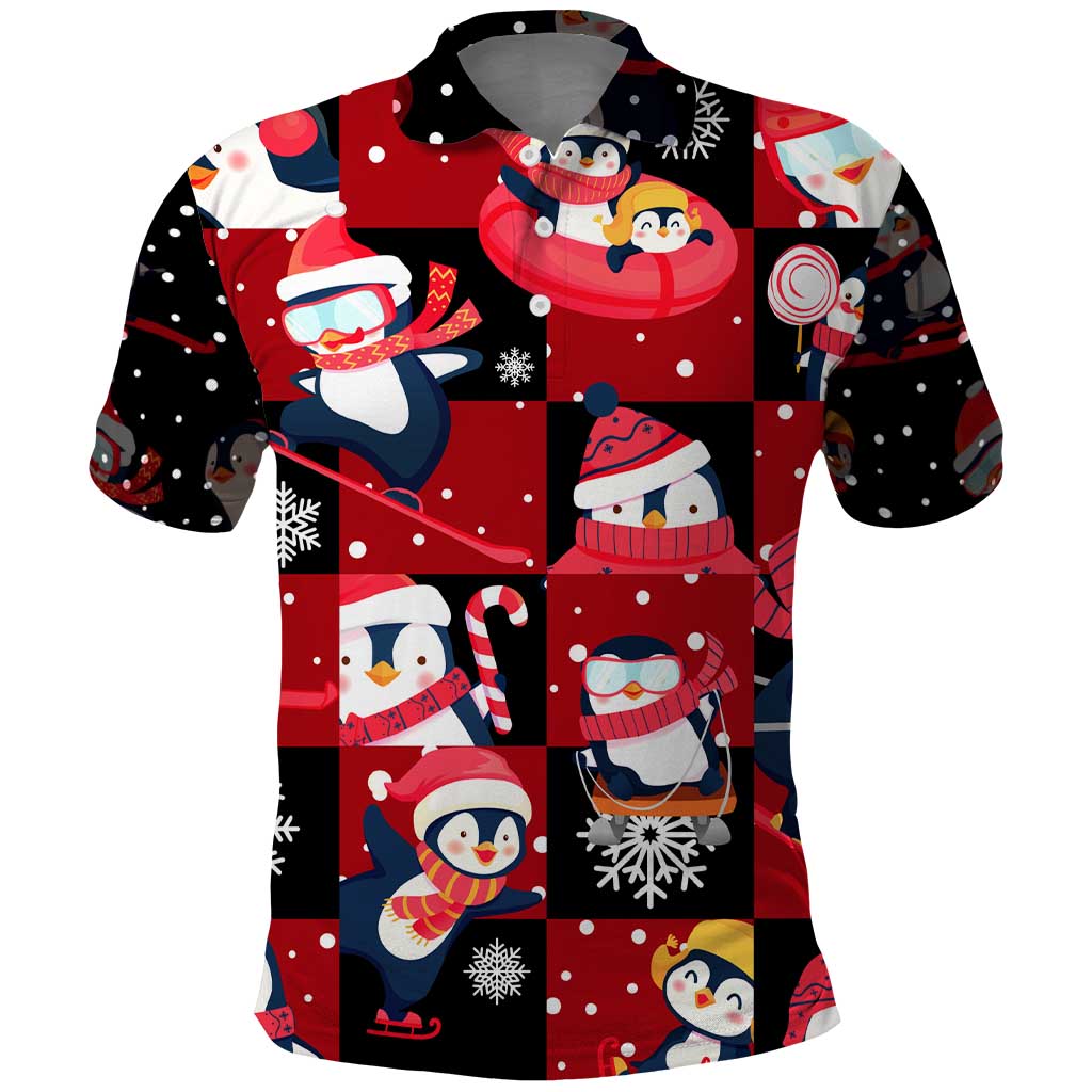 Penguin Winter Sports Christmas Polo Shirt Cute Holiday Ski Snow Fun DT02