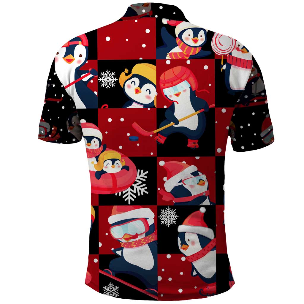 Penguin Winter Sports Christmas Polo Shirt Cute Holiday Ski Snow Fun DT02