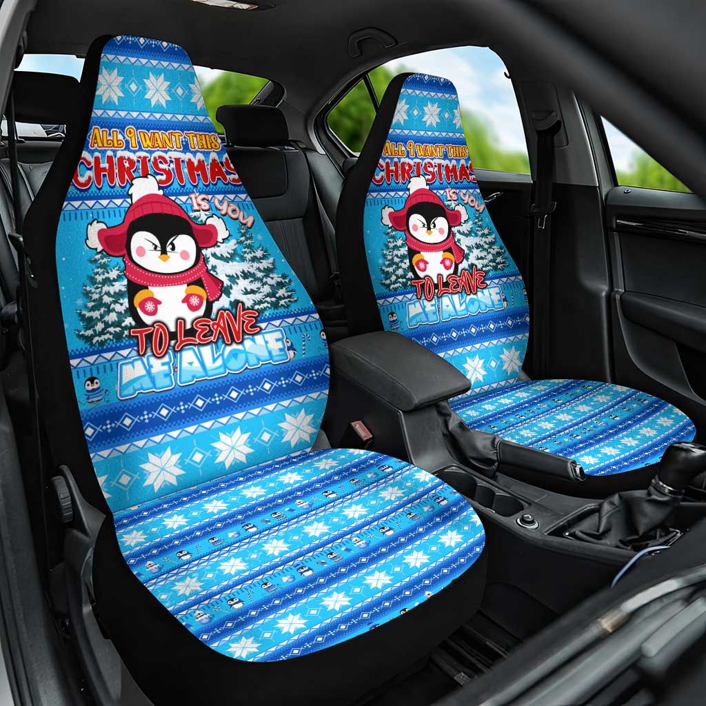 Funny Grumpy Penguin Christmas Car Seat Cover All I Want for Christmas Is You To Leave Me Alone DT02