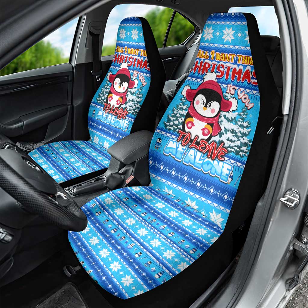 Funny Grumpy Penguin Christmas Car Seat Cover All I Want for Christmas Is You To Leave Me Alone DT02
