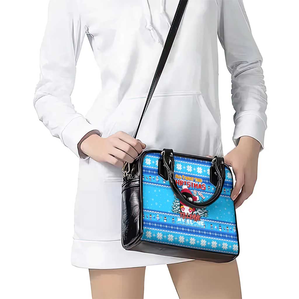 Funny Grumpy Penguin Christmas Shoulder Handbag All I Want for Christmas Is You To Leave Me Alone DT02