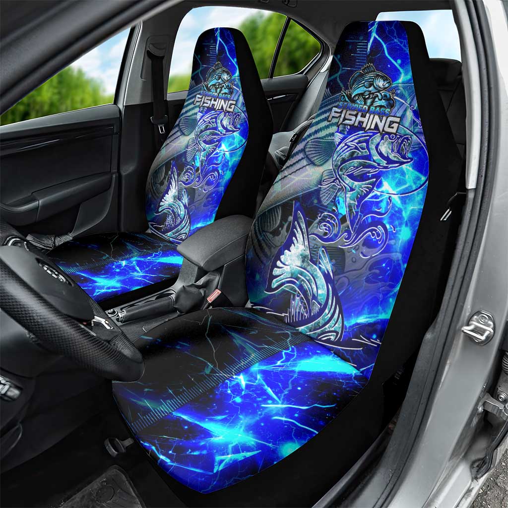 Blue Lightning Striped Bass Car Seat Cover Power Surge Fishing Hook Electric Print DT02