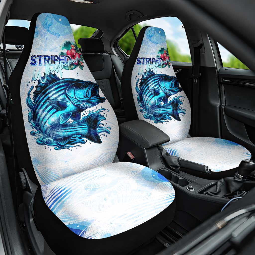 Striped Bass Whisperer Car Seat Cover Tropical Wave Fishing Design DT02
