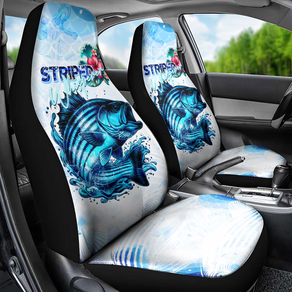 Striped Bass Whisperer Car Seat Cover Tropical Wave Fishing Design DT02