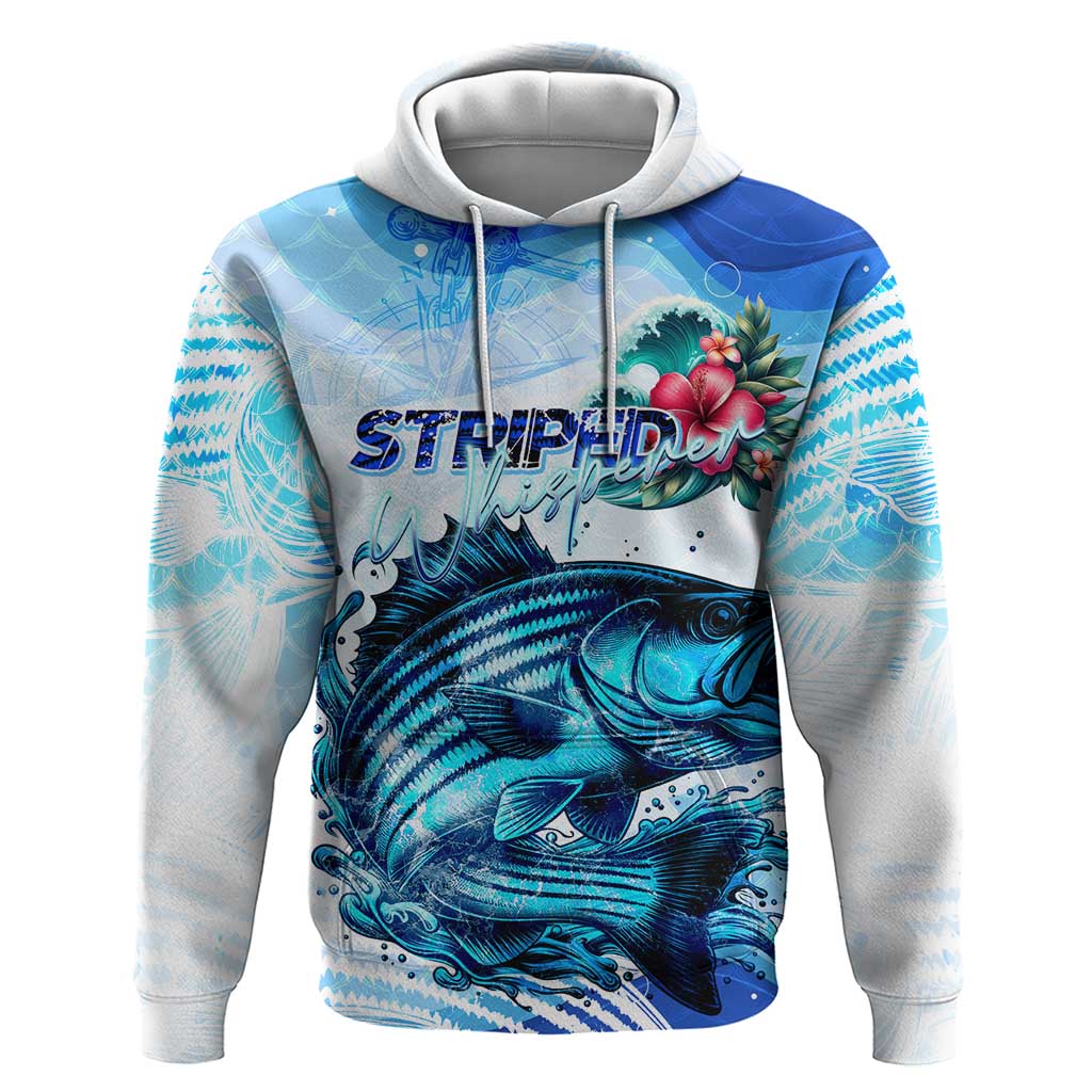 Striped Bass Whisperer Hoodie Tropical Wave Fishing Design DT02