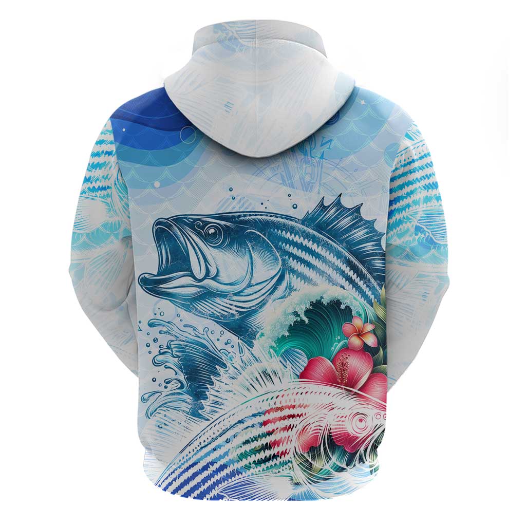 Striped Bass Whisperer Hoodie Tropical Wave Fishing Design DT02