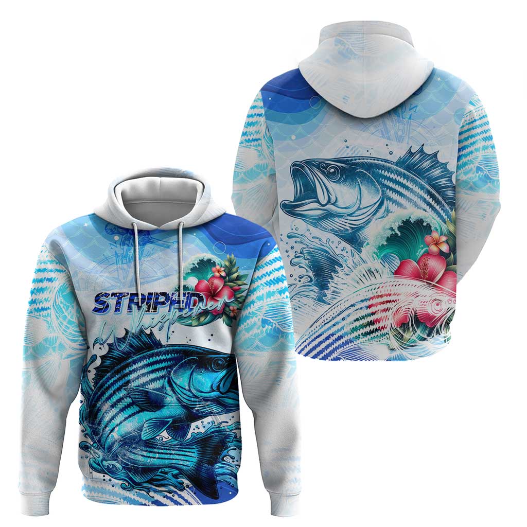 Striped Bass Whisperer Hoodie Tropical Wave Fishing Design DT02