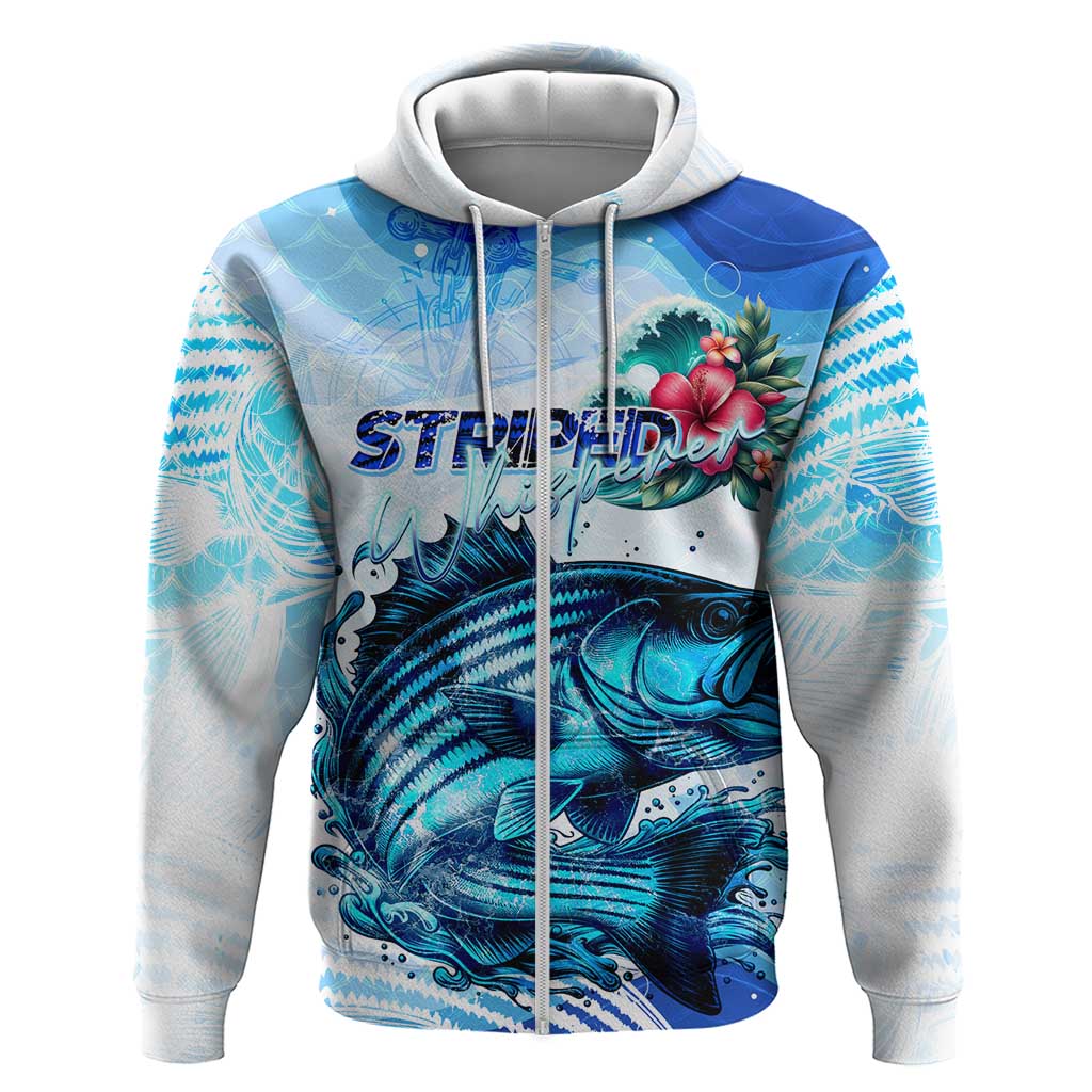 Striped Bass Whisperer Hoodie Tropical Wave Fishing Design DT02