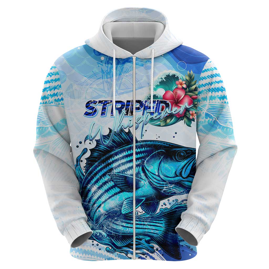 Striped Bass Whisperer Hoodie Tropical Wave Fishing Design DT02