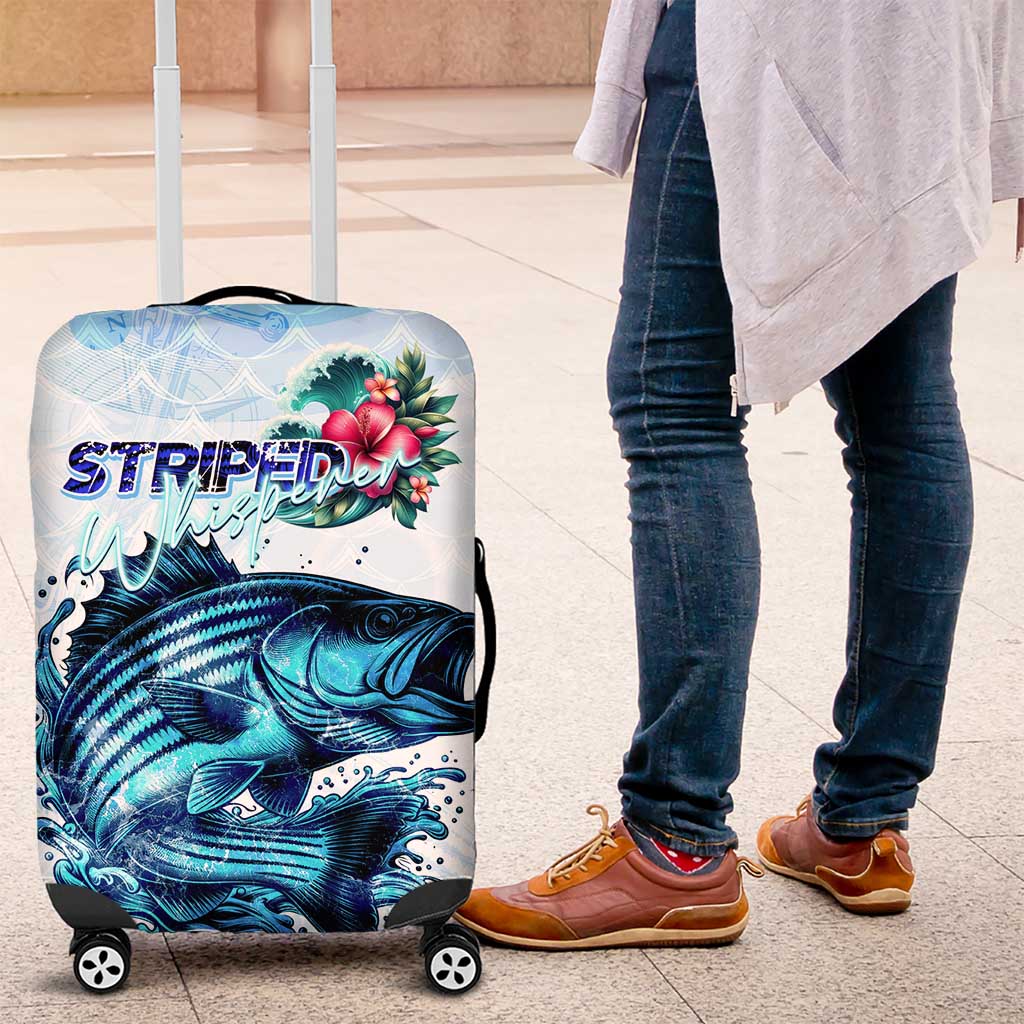Striped Bass Whisperer Luggage Cover Tropical Wave Fishing Design DT02