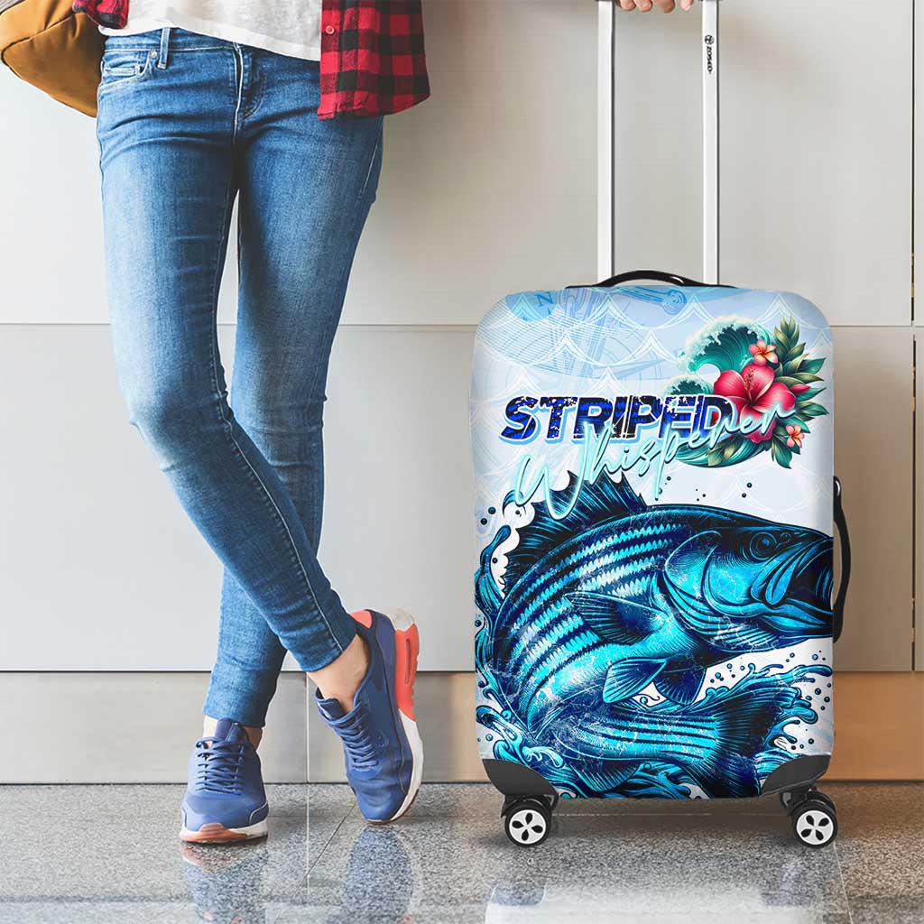 Striped Bass Whisperer Luggage Cover Tropical Wave Fishing Design DT02