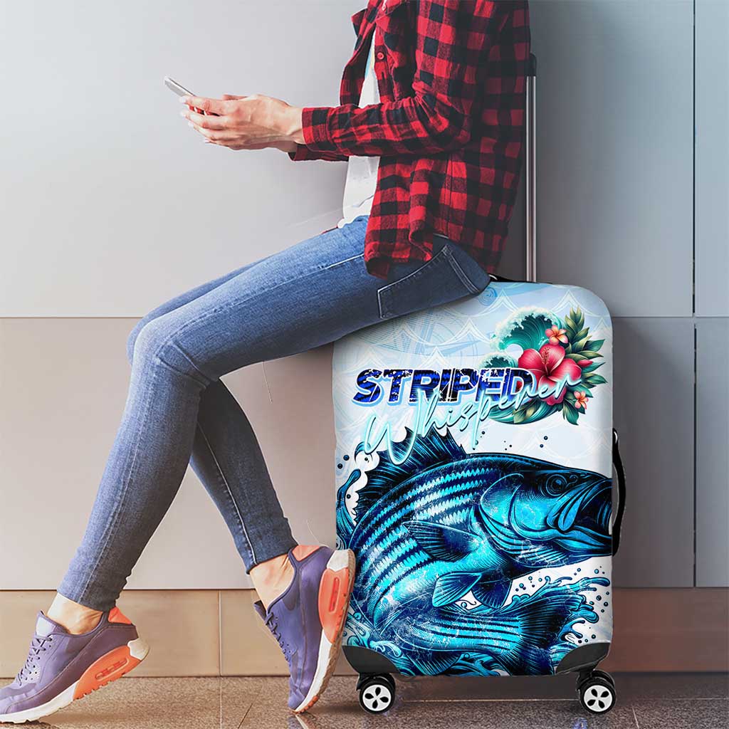 Striped Bass Whisperer Luggage Cover Tropical Wave Fishing Design DT02