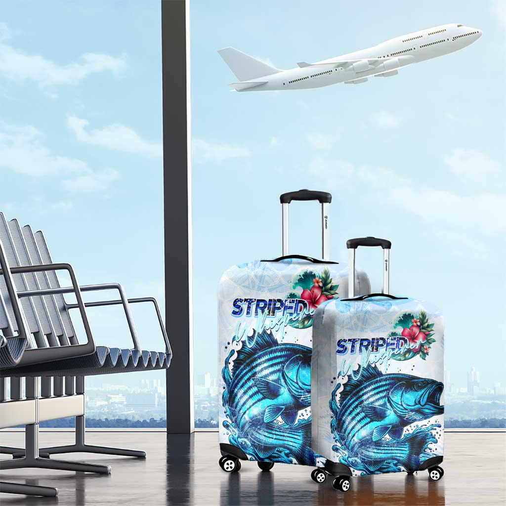 Striped Bass Whisperer Luggage Cover Tropical Wave Fishing Design DT02