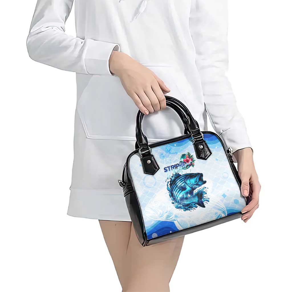 Striped Bass Whisperer Shoulder Handbag Tropical Wave Fishing Design DT02