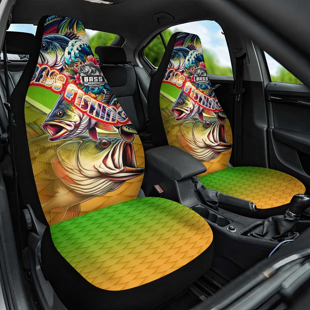 Bass Fishing Car Seat Cover Tropical Explosion Angler Design DT02