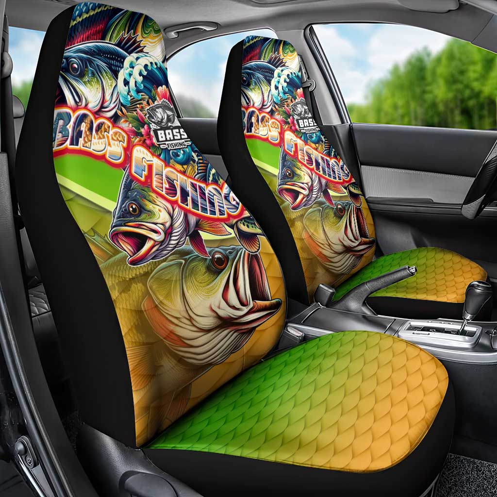 Bass Fishing Car Seat Cover Tropical Explosion Angler Design DT02