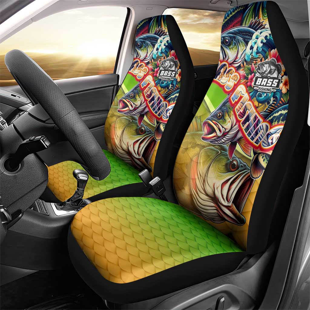 Bass Fishing Car Seat Cover Tropical Explosion Angler Design DT02