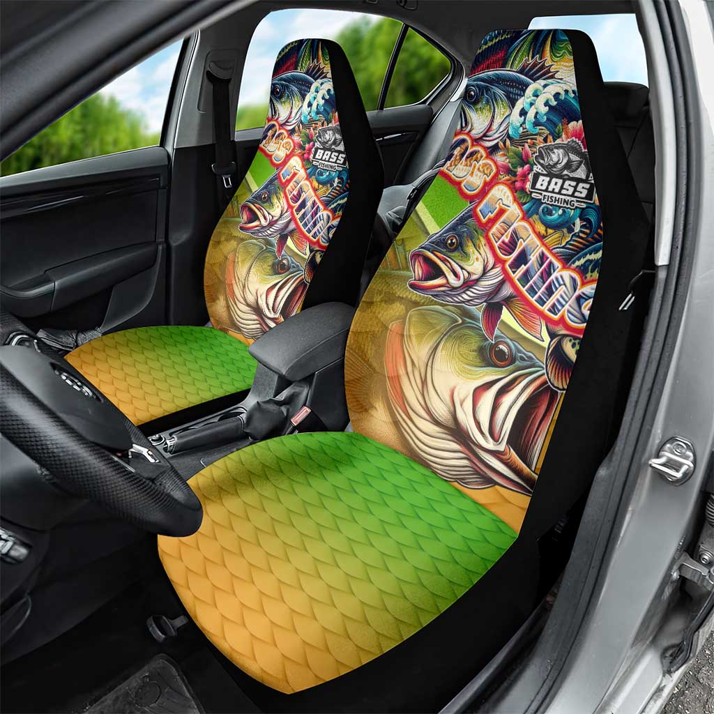 Bass Fishing Car Seat Cover Tropical Explosion Angler Design DT02