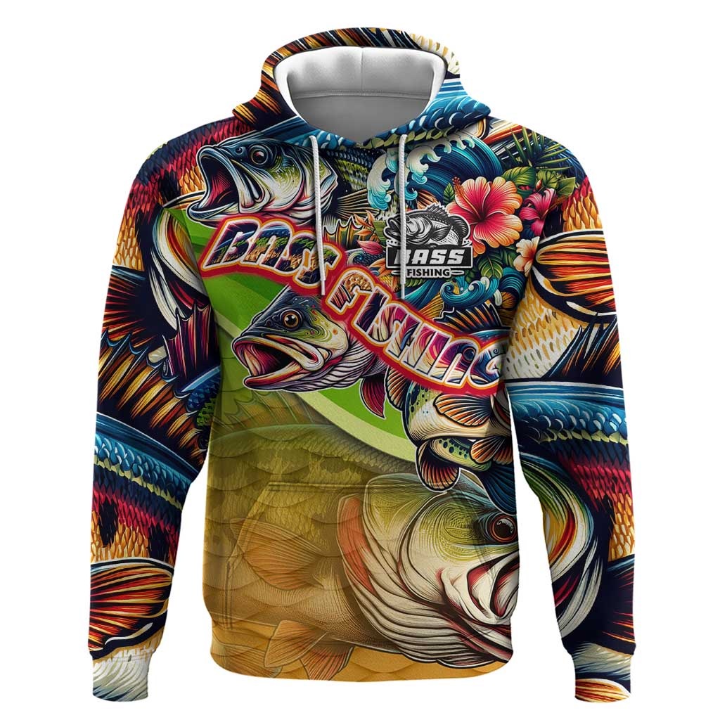 Bass Fishing Hoodie Tropical Explosion Angler Design DT02