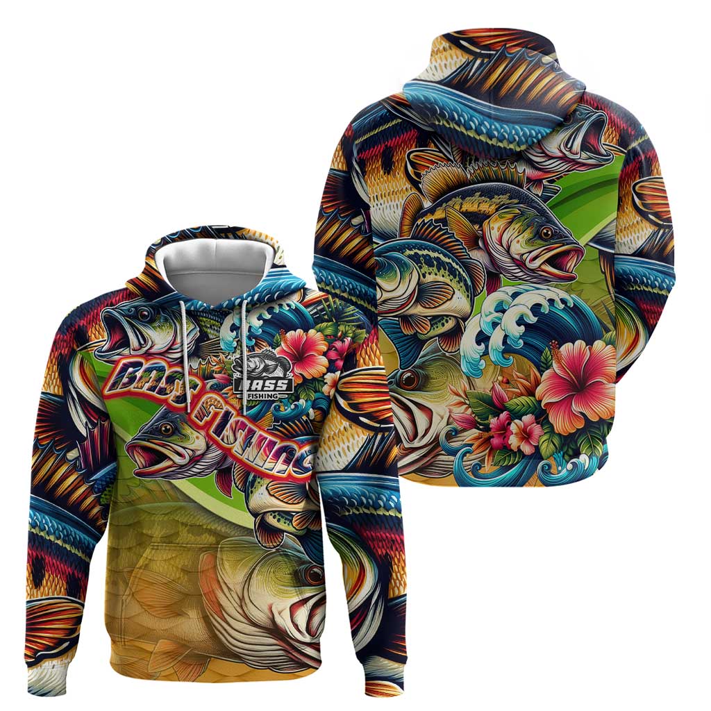 Bass Fishing Hoodie Tropical Explosion Angler Design DT02