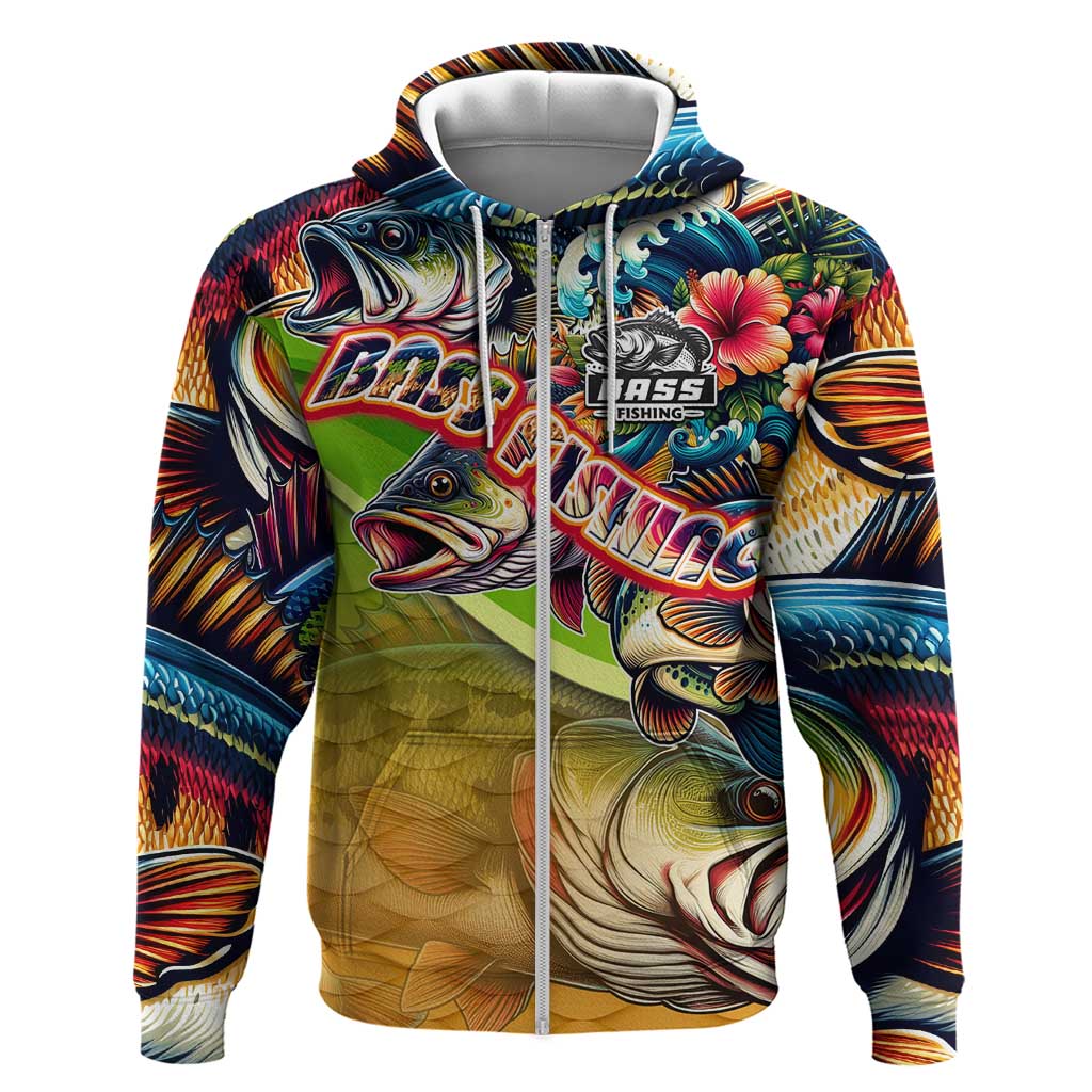 Bass Fishing Hoodie Tropical Explosion Angler Design DT02