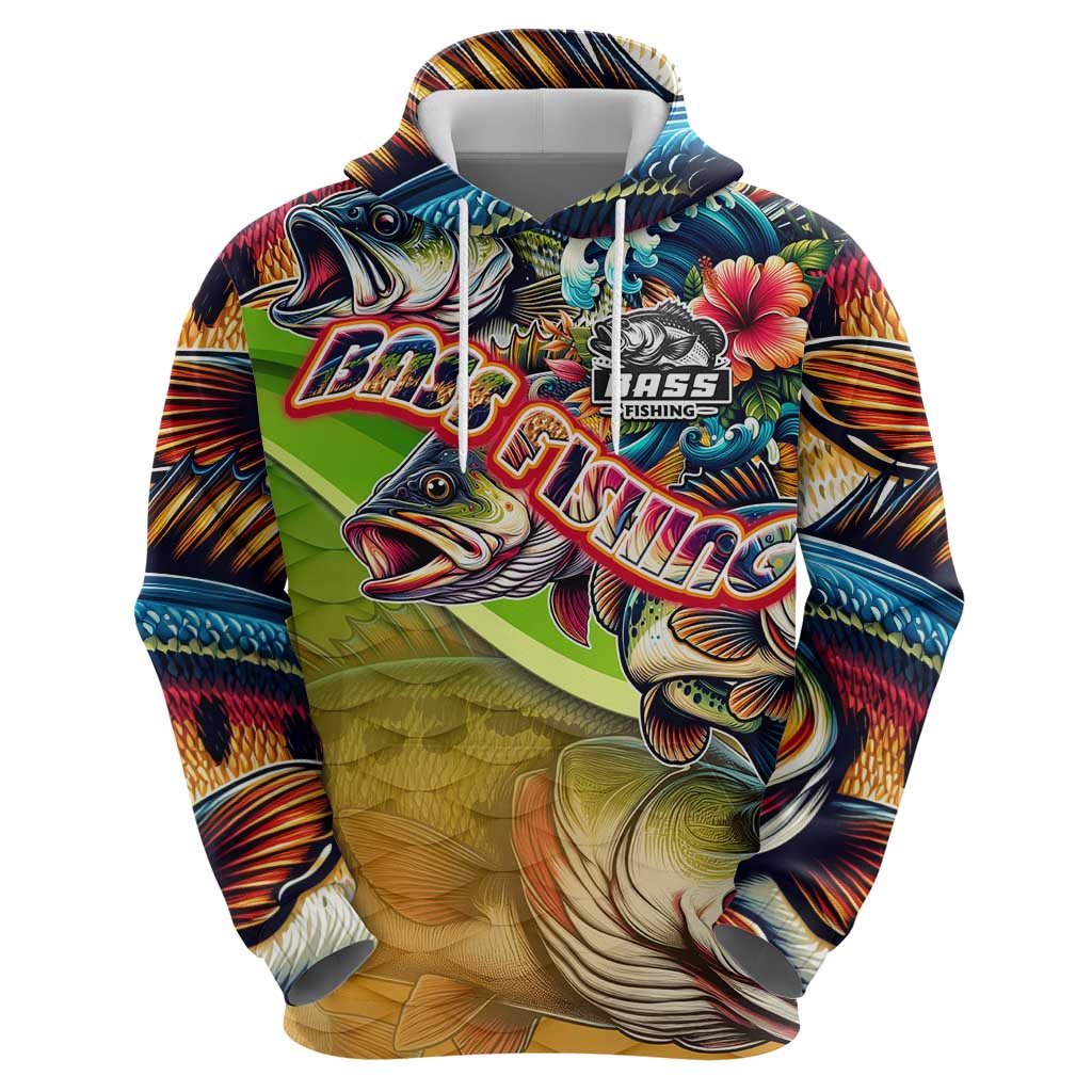 Bass Fishing Hoodie Tropical Explosion Angler Design DT02